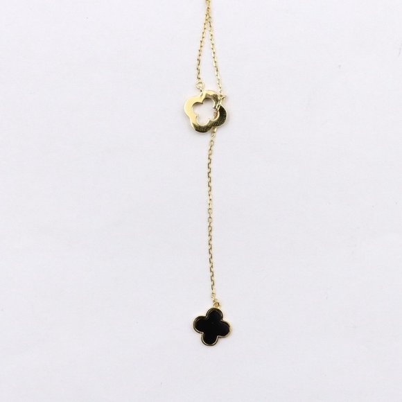 New RACHEL ZOE 18k Gold Plated Sterling Silver Clover Lariat Necklace - Picture 3 of 9
